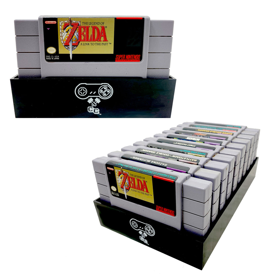 SNES Black Game Organizer, Dust Cover, Cartridge Holder, Retro Game Collector